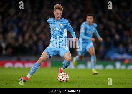 Manchester, Großbritannien. November 2021. Cole Palmer von man City während des UEFA Champions League-Spiels zwischen Manchester City und Club Brugge im Etihad Stadium, Manchester, England am 3. November 2021. Foto von Andy Rowland. Quelle: Prime Media Images/Alamy Live News Stockfoto