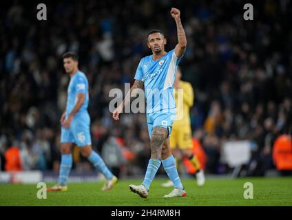 Manchester, Großbritannien. November 2021. Gabriel Jesus von man City während des UEFA Champions League-Spiels zwischen Manchester City und Club Brugge am 3. November 2021 im Etihad Stadium in Manchester, England. Foto von Andy Rowland. Quelle: Prime Media Images/Alamy Live News Stockfoto