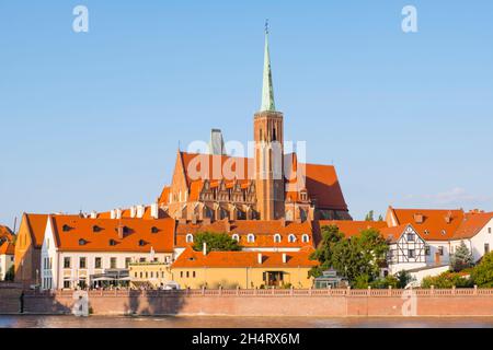 Stiftskirche des Heiligen Kreuzes und des Hl. Bartholomäus, Ostrów Tumski, Dominsel, Breslau, Polen Stockfoto