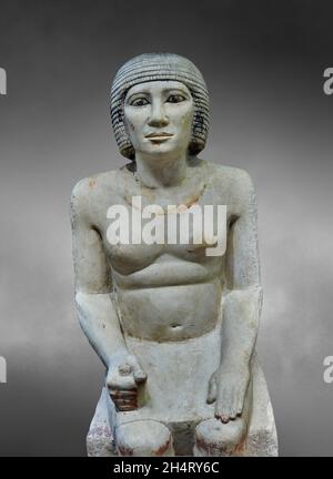 Ägyptische Statue Skulptur des Chef Metzgers Pehernefer, 2620-2500, 4. Dybasty, Kalkstein, Saqqara Nekropolis . Louvre Museum Inv. A107. Mann (loinkl Stockfoto