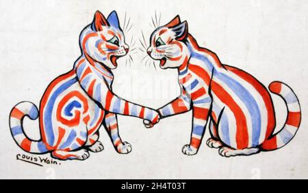 LOUIS WAIN (1860-1939) englischer Künstler, der vor allem für seine Illustrationen von Katzen bekannt ist. Stockfoto