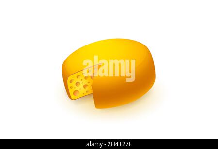 Käse Bio-Symbol, Lebensmittel Objekt weißen Hintergrund. Vektorgrafik Stock Vektor