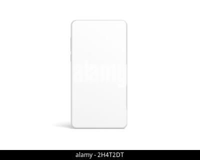Modernes Smartphone auf weißem Hintergrund isoliert. Realistisches Smartphone-Modell. 3d-Illustration. Stockfoto
