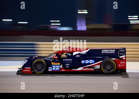 22 Hanson Philip (gbr), Scherer Fabio (che), Albuquerque Filipe (por), United Autosports USA, Oreca 07 - Gibson, Aktion während der 8 Stunden von Bahrain, 6. Runde der FIA-Langstrecken-Weltmeisterschaft 2021, FIA WEC, auf dem Bahrain International Circuit, vom 4. Bis 6. November 2021 in Sakhir, Bahrain - Foto: Joao Filipe/DPPI/LiveMedia Stockfoto