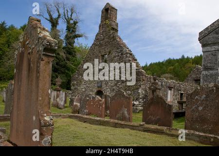 Anworth Old Kirk Church Ruinen, Drehort für Horrorfilm, The Wicker man, Gatehouse of Fleet, Dumfries & Galloway, Schottland Stockfoto