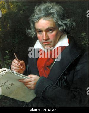 Joseph Karl Stieler Kunstwerk - Ludwig van Beethoven - 1820 - das einzige Porträt, für das Beethoven zu Lebzeiten posierte. Stockfoto