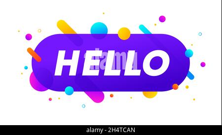 Hallo, Sprechblase. Banner, Poster, Sprechblase mit Text Hallo. Geometrischer Stil mit Message Hello für Banner, Poster. Explosionssondes Design, Sprechblase. Vektorgrafik Stock Vektor