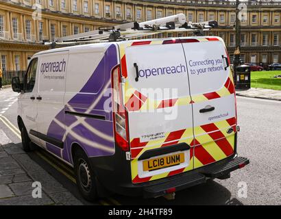 Bath, England - 2021. August: Der Van wurde von einem Ingenieur der Telefongesellschaft BT OpenReach benutzt und parkte auf einer Straße in der Nähe des Stadtzentrums von Bath Stockfoto