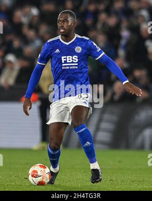 Leicester, Großbritannien. November 2021. Boubakary Soumare #42 von Leicester City während des Spiels in Leicester, Vereinigtes Königreich am 11/4/2021. (Foto von Craig Thomas/News Images/Sipa USA) Quelle: SIPA USA/Alamy Live News Stockfoto