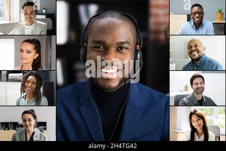 Bildschirm „Videokonferenzanruf“. Verwaltung Von Remote-Unternehmen Stockfoto