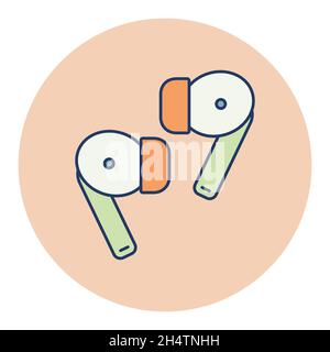 Farbvektor-Symbol für kabellose Ohrhörer. Graph-Symbol für Musik und Sound Website und Apps Design, Logo, App, UI Stock Vektor