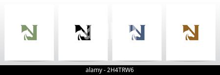 Horse on Letter Logo Design N Stock Vektor