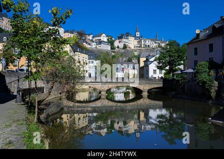 Europa, Luxemburg, Luxemburg-Stadt, die Pont du Grund (Brücke) über die Alzette Stockfoto