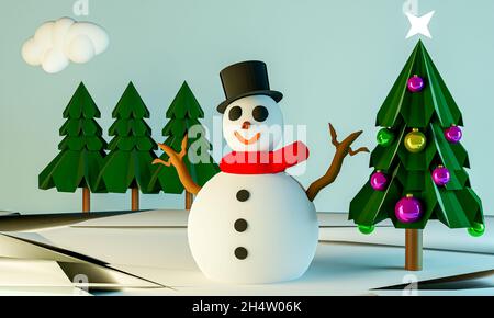 3D-Rendering mit einer Weihnachtsszene Stockfoto