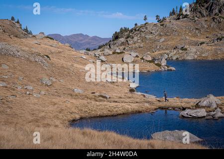 Estany Obago, Obago Lake. Circ de Columers. Aiguestortes National Park. Pyrenäen, Spanien Stockfoto