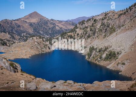 Estany Obago, Obago Lake. Circ de Columers. Aiguestortes National Park. Pyrenäen, Spanien Stockfoto