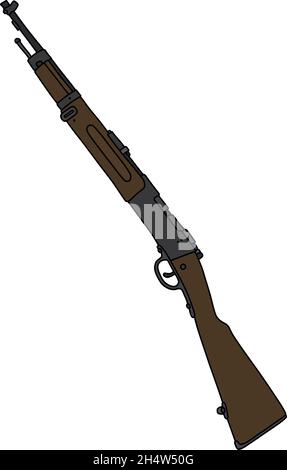 Die vektorisierte Handzeichnung eines alten Militärgewehrs Stock Vektor