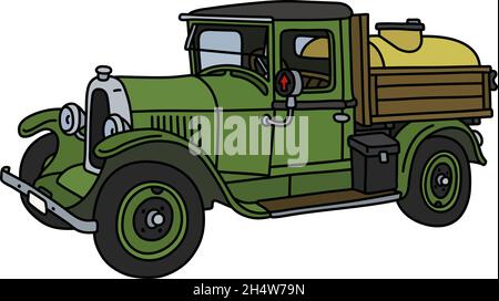 Die Vektordarstellung eines alten grünen Tankwagens Stock Vektor