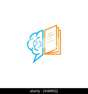 vektor-Design. Kombinationslogo aus Buch und Gehirn. Stock Vektor