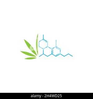 vektor-Design. Logo-Form eine Kombination aus Cannabis und Öl-Verbindung Inhalt. Stock Vektor