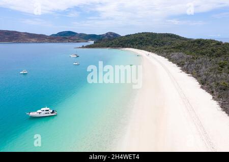 Luftaufnahme des Whitehaven Beach im tropischen Norden von Queensland. Einer der berühmtesten Strände der Welt. Whitsunday Island - Australien Stockfoto