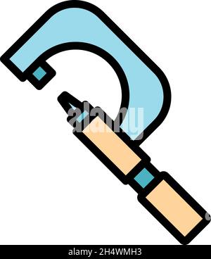 Symbol für Mikrometertechnik. Umriss Mikrometer Engineering Vektor Symbol Farbe flach isoliert Stock Vektor
