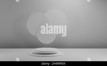 Minimalistische geometrische Produktpräsentation. Minimales Branding-Konzept. Farbe: Helltürkis in Pastellfarben. Moderne, minimalistische Rendervorlage. Stockfoto