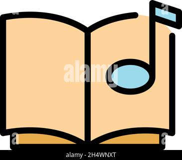 Symbol für Notizbuchmusik. Gliederung Notiz Buch Musik Vektor Symbol Farbe flach isoliert Stock Vektor
