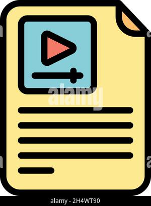 Symbol für Videoanweisungen streamen. Kontur Stream Video Anweisung Vektor Symbol Farbe flach isoliert Stock Vektor