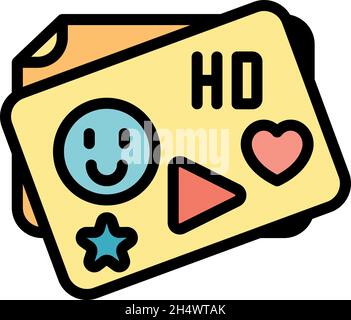 HD-Stream-Symbol für Kinder. Outline Kinder hd Stream Vektor Symbol Farbe flach isoliert Stock Vektor