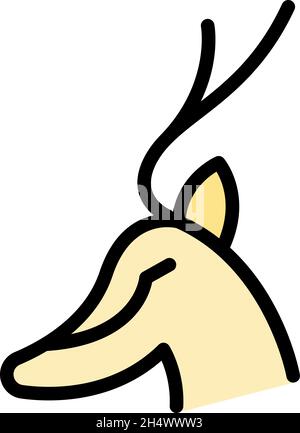 Oryx-Gazelle. Kontur Oryx Gazelle Vektor Symbol Farbe flach isoliert Stock Vektor