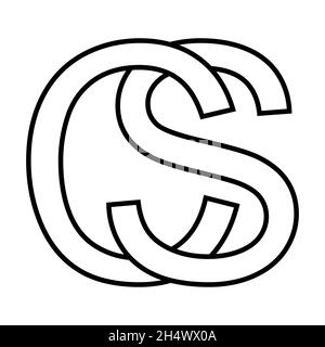 Logo Zeichen sc cs Symbol Zeichen Zeilensprungbuchstaben c s Logo sc cs erste Großbuchstaben Muster Alphabet Stock Vektor