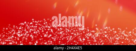 Weiße Sterne für Weihnachten auf einem roten Panorama-Header-Banner als Hintergrund Stockfoto
