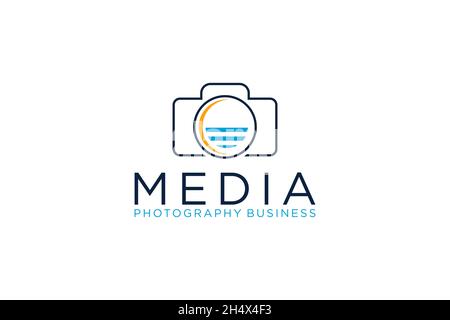 Fotografie-Logo. Minimalistisches Logo-Konzept für Fotografie, passend für den Objektivshop, Fotostudio und Kamerageschäft. Illustrationsvektor. Stock Vektor