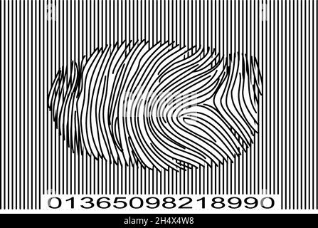 Fingerabdruck-Barcode. Konzeptionelle Illustration. 3D-Rendering. Stockfoto