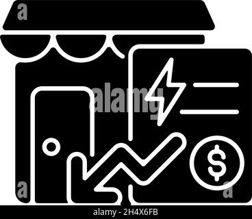 Reduzierte kommunale Zahlungen schwarzes Glyphen-Symbol Stock Vektor