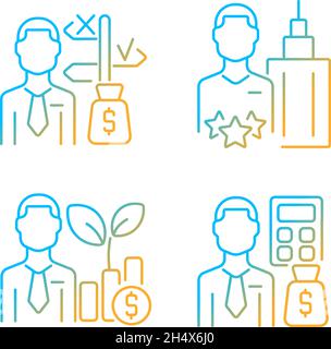 Financial Field Experts Gradient Linear Vector Icons Set Stock Vektor