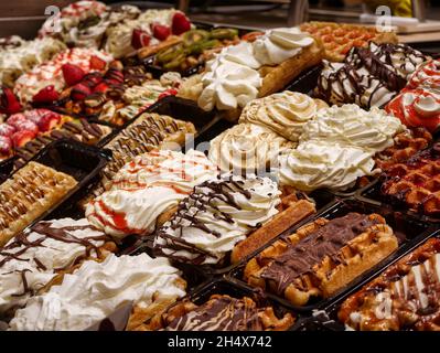 Belgier Waffel lecker Brüssel Bruxelles Dessert Essen Foodies Essen Süssigkeiten legendärer belgier 'Gaufres de Lieges' Stockfoto