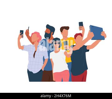 Weibliche und männliche Selfie auf Smartphones Stock Vektor