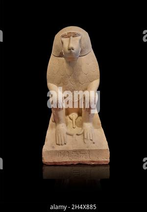 Ägyptische Statue Skulptur Statue eines Pavian, Louvre Museum Inv A126. Die Inschrift lautet - der König von Ober- und Unterägypten, snefrou liebt Hapy, g Stockfoto