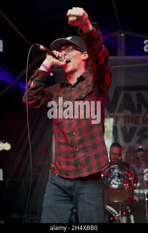 Jimmy Stadt vom Polar Bear Club im Konzert während des Slam Dunk Festival 2013 - Wolverhampton Stockfoto