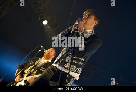 The Hives in concert during Download Festival in Donnington Park, Leicestershire. Stockfoto