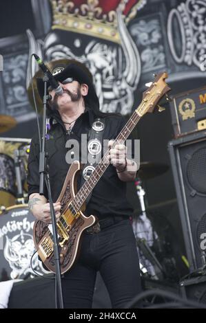 Motorhead im Konzert während des Download Festivals in Donnington Park, Leicestershire. Stockfoto