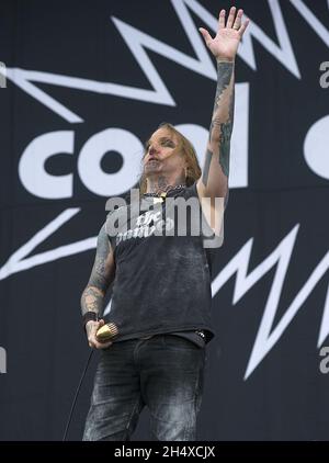 Bradley James 'Dez' Fafara von Coal Chamber spielt live beim Download Festival im Donnington Park, Leicestershire. Stockfoto