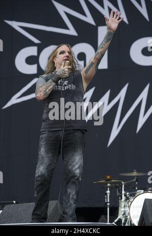 Bradley James 'Dez' Fafara von Coal Chamber spielt live beim Download Festival im Donnington Park, Leicestershire. Stockfoto