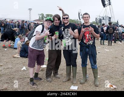 Festivalbesucher beim Download Festival im Donington Park. Stockfoto