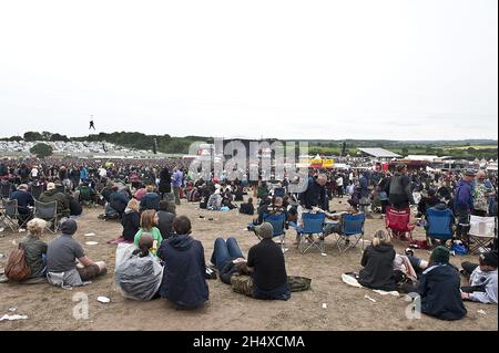 Festivalbesucher beim Download Festival im Donington Park. Stockfoto