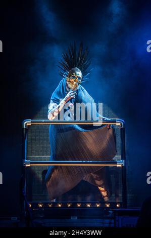 Am 3. Tag des Festivals Nr. 6 am 06. September 2015 in Portmeirion, Wales, Großbritannien, steht Grace Jones als Headliner der Hauptbühne Stockfoto