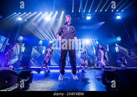 Diplo von Major Lazer spielt live auf der Bühne der Akademie 02 am 14 2015. Oktober in Birmingham, Großbritannien Stockfoto