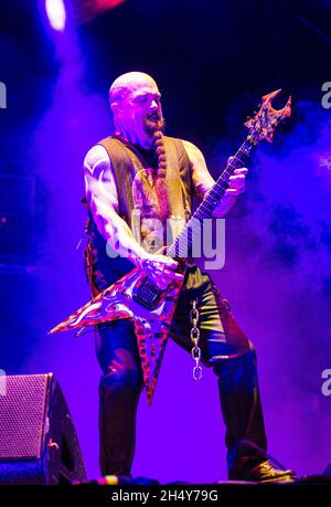 Kerry King of Slayer spielt live auf der Bühne des Bloodstock Festivals am 14 2016. August in der Catton Hall, Großbritannien. Stockfoto